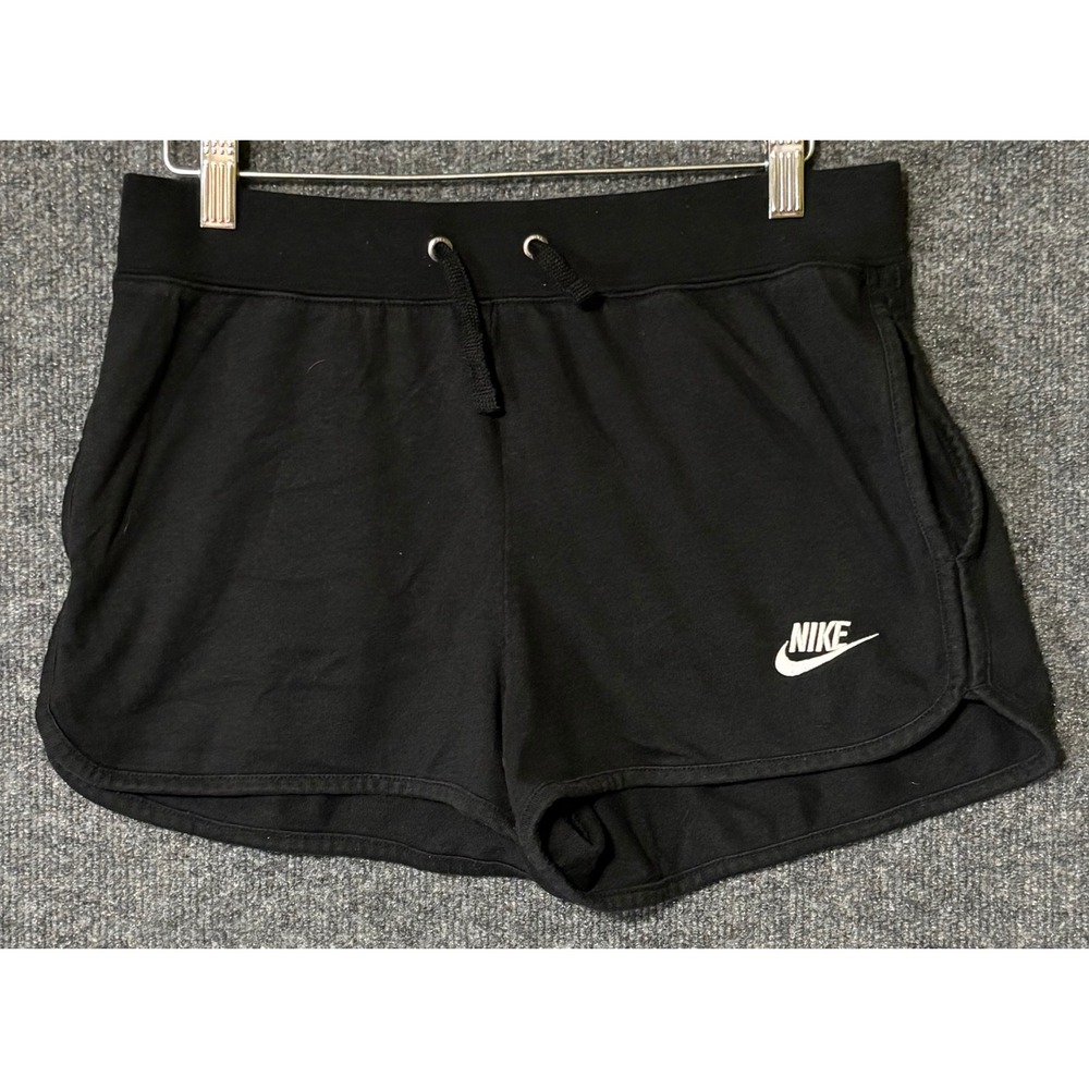 Nike Sportswear Club Fleece Shorts Women Small‎ Black Embroidered Logo 2" Inseam